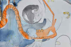 Astronaut (Bleistift und Aquarell auf Papier, ca. 21 x 29,7 cm)