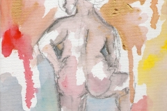 O. T. (Acryl, Bleistift auf Leinwand, ca. 14 x 21 cm)