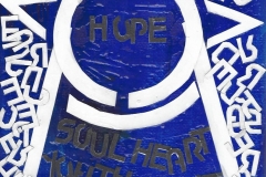 hope (Collage, Acrylfarbe auf Leinwand, ca. 15 x 20 cm)