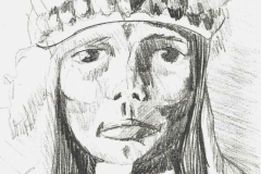 Indianer (Bleistift auf Papier, 13 x 23,5 cm)